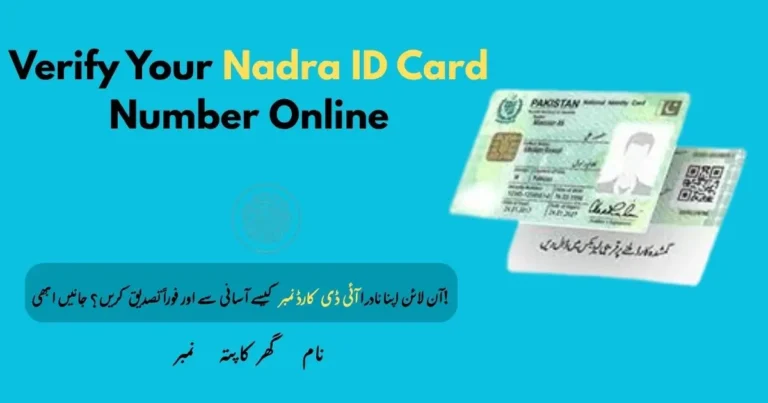 Screenshot of NADRA ID card verification portal showing CNIC verification process